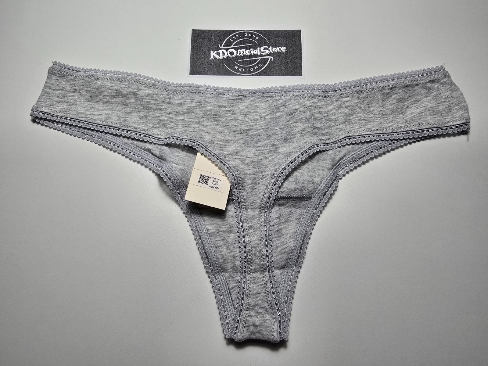 XS American Eagle AERIE Superchill Cotton Ruched Picot Thong Panties Underwear