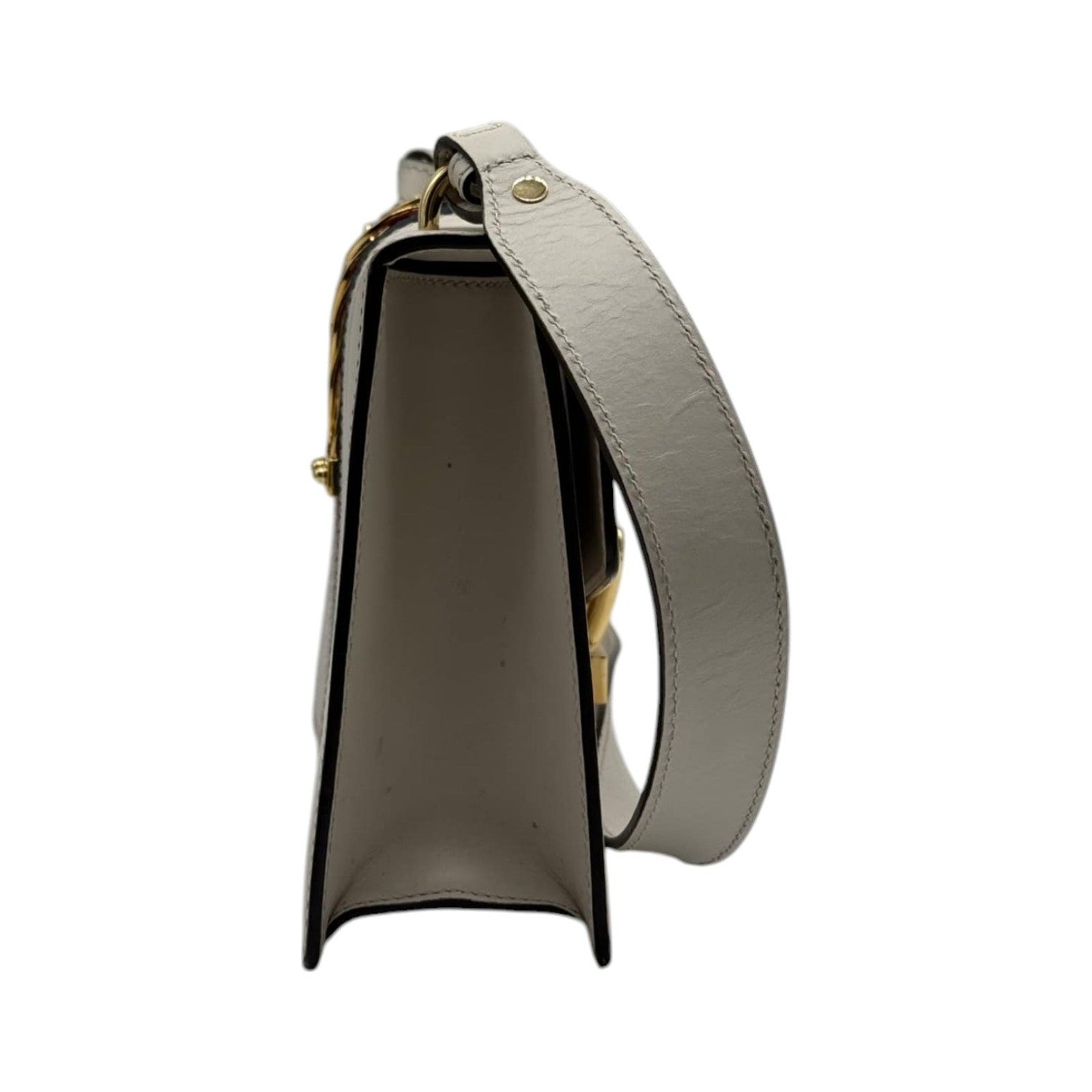 Gucci Sylvie Small Calf Skin Shoulder Bag In Off White