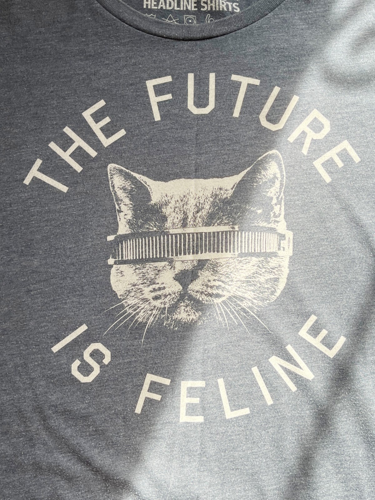 The Future is Feline Graphic Cat T-Shirt by Headline Shirts Size M