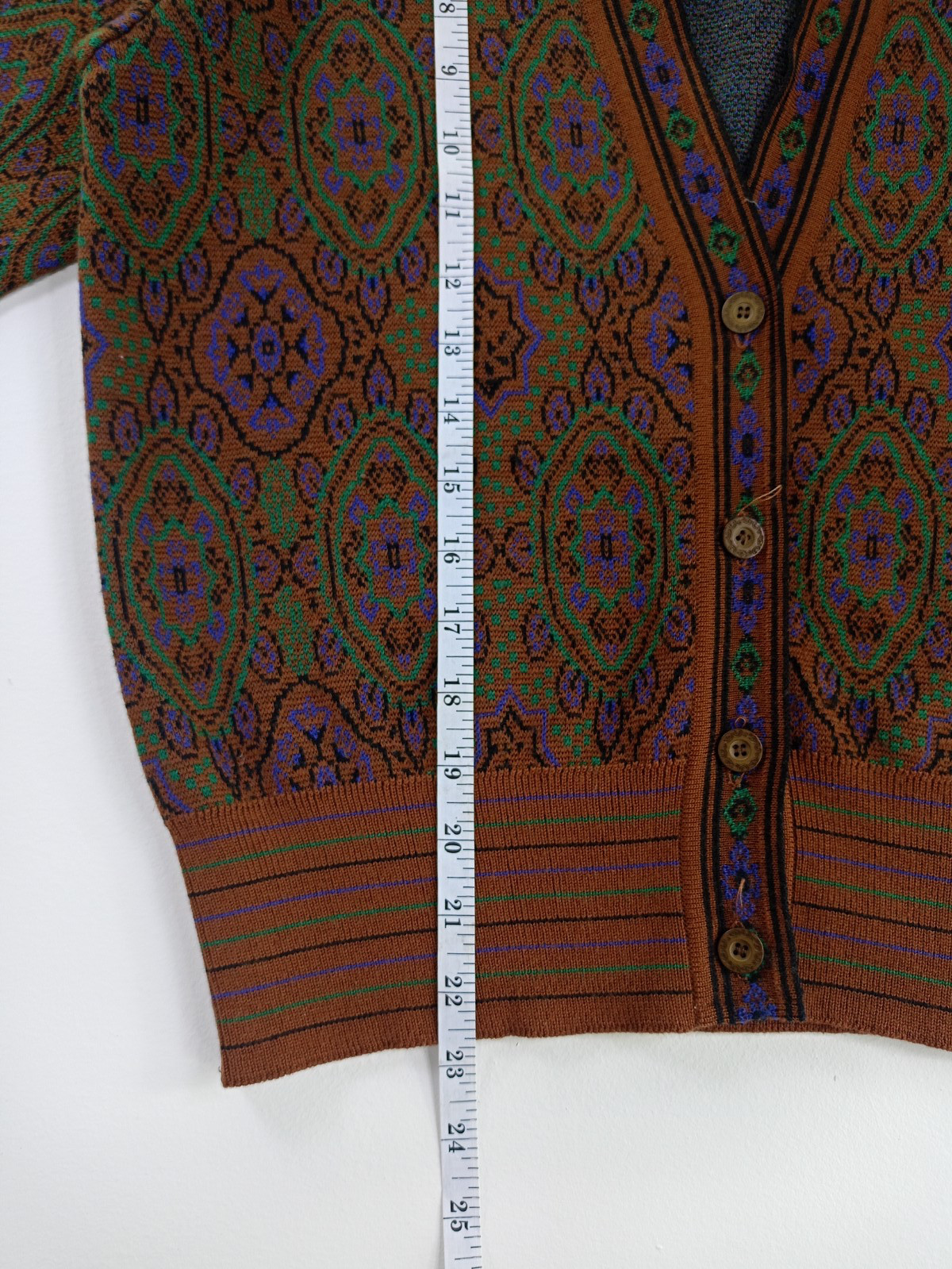 VTG Marisa Christina New York 100% Pure New Wool Geometric Knit Cardigan Women’s