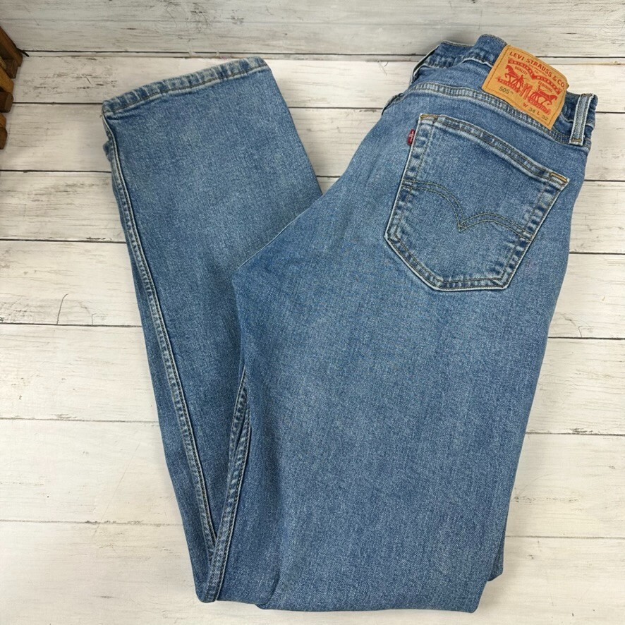 Levis 505 Jeans Mens 34×32 Regular Zip fly (measures 33×35) Blue denim Levi’s