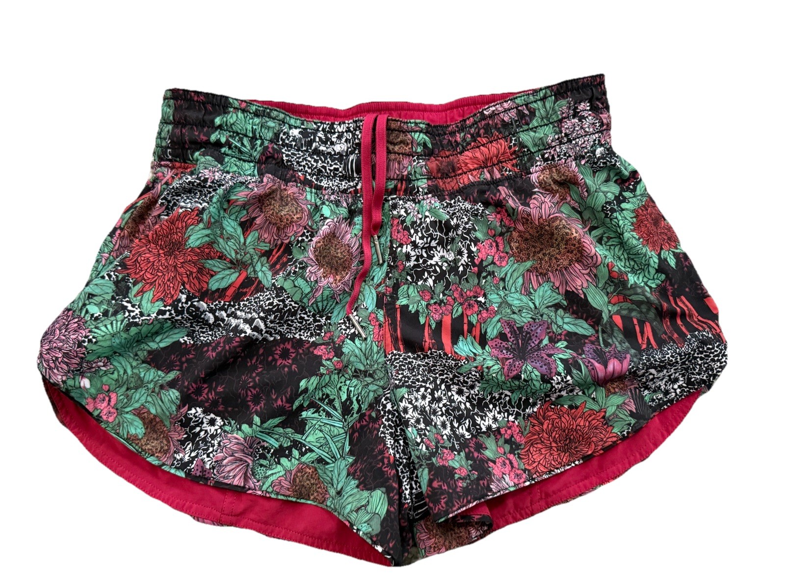 Lululemon Women’s Choose A Side Shorts Pants Ruby Red / Zen Garden Multi Size 6