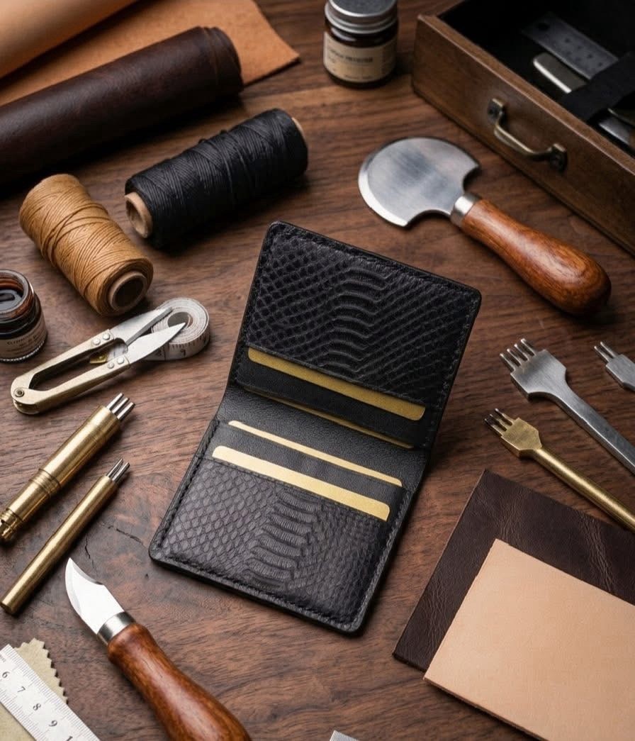 Rare Genuine Cobra Snake Leather Wallet Handmade Men’s Slim Bifold Card Holder