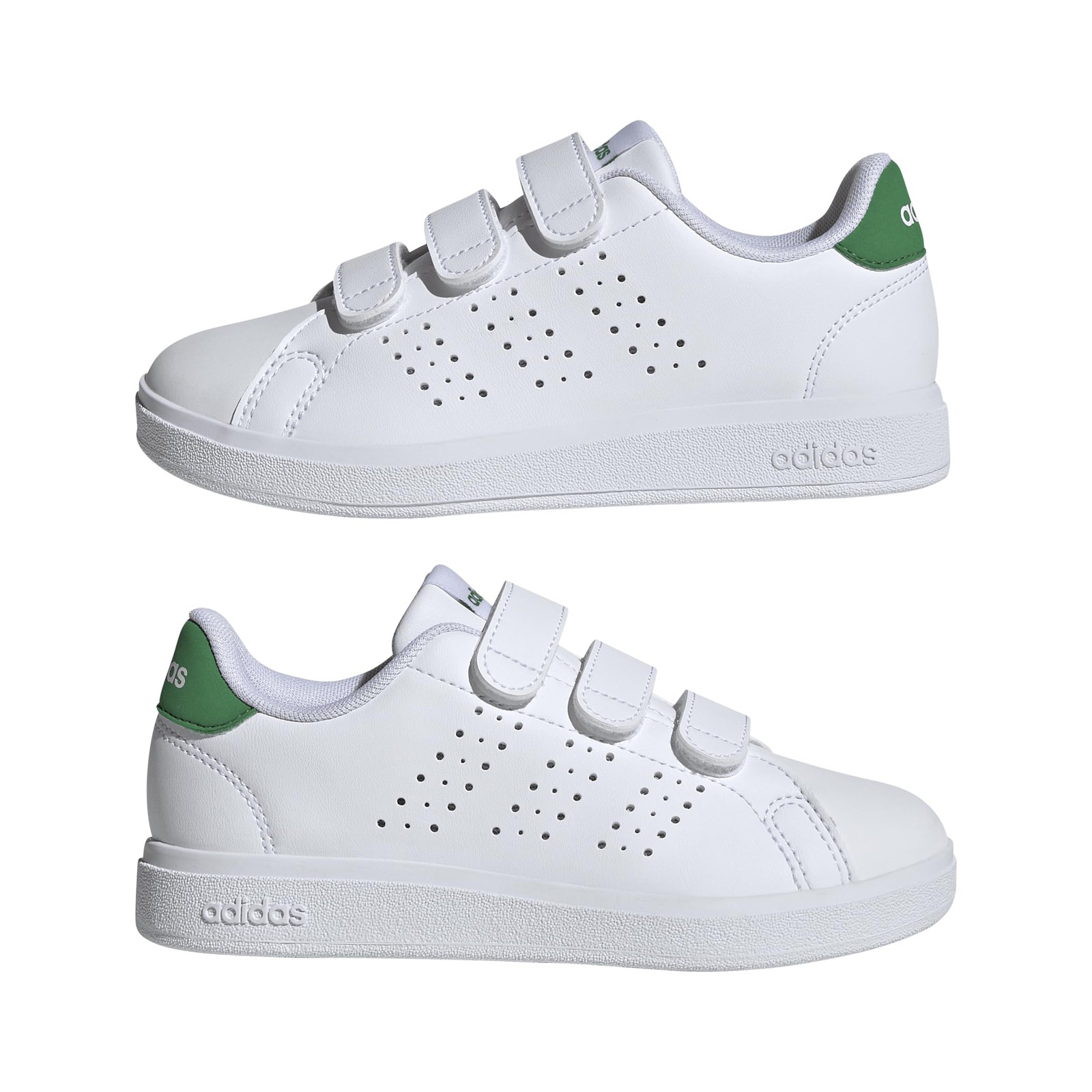 adidas Unisex-Kids Advantage Base 2.0, White/White/Green,