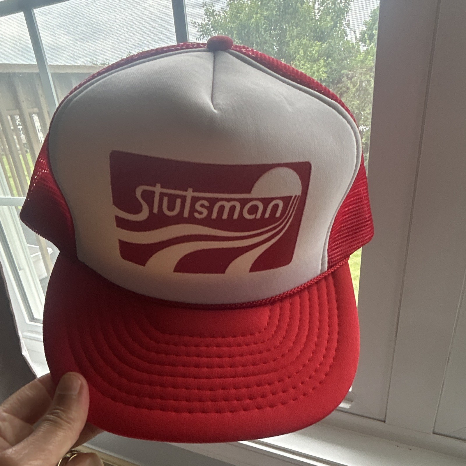 Otto Red/White Trucker Hat Solid Mesh Back Adjustable Snapback One Size Men