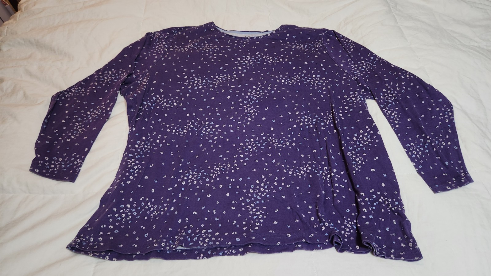 ​Croft & Barrow 3X Womens Purple Floral Ditsy Print Long Sleeve Tee Shirt Plus
