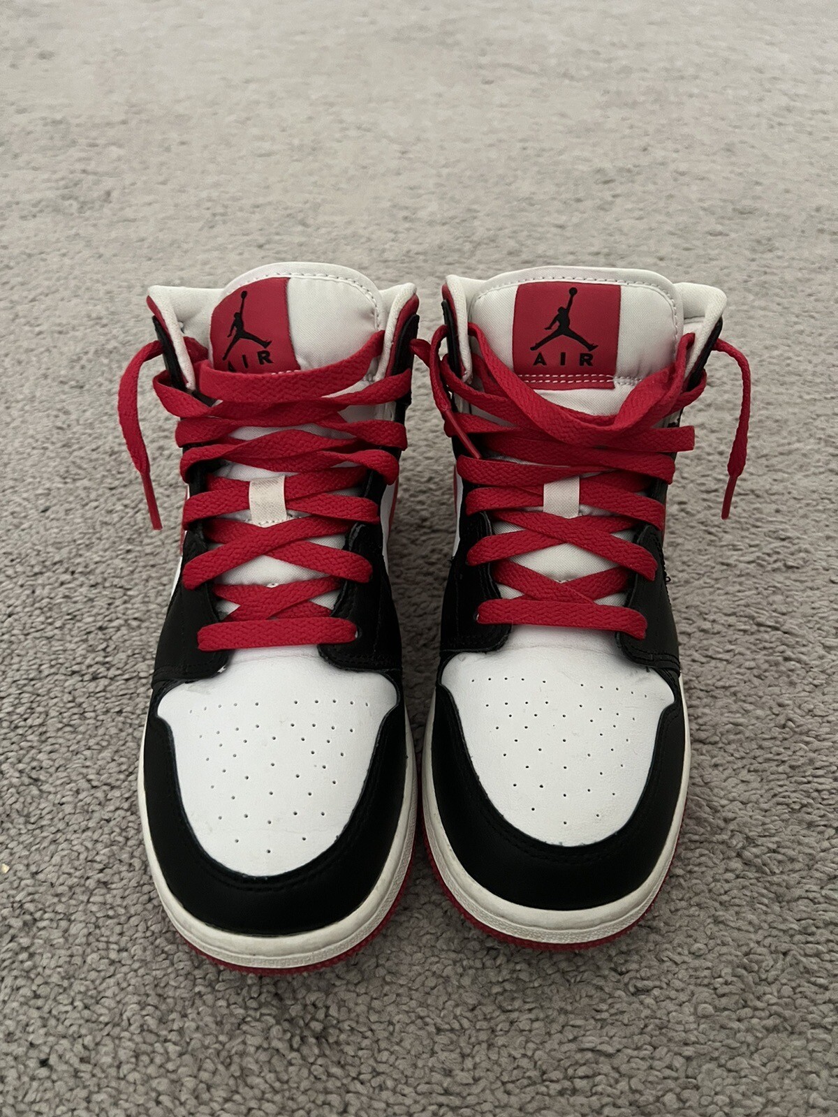 Sz 6 Y Nike Air Jordan 1 Mid GS Black Red White GS