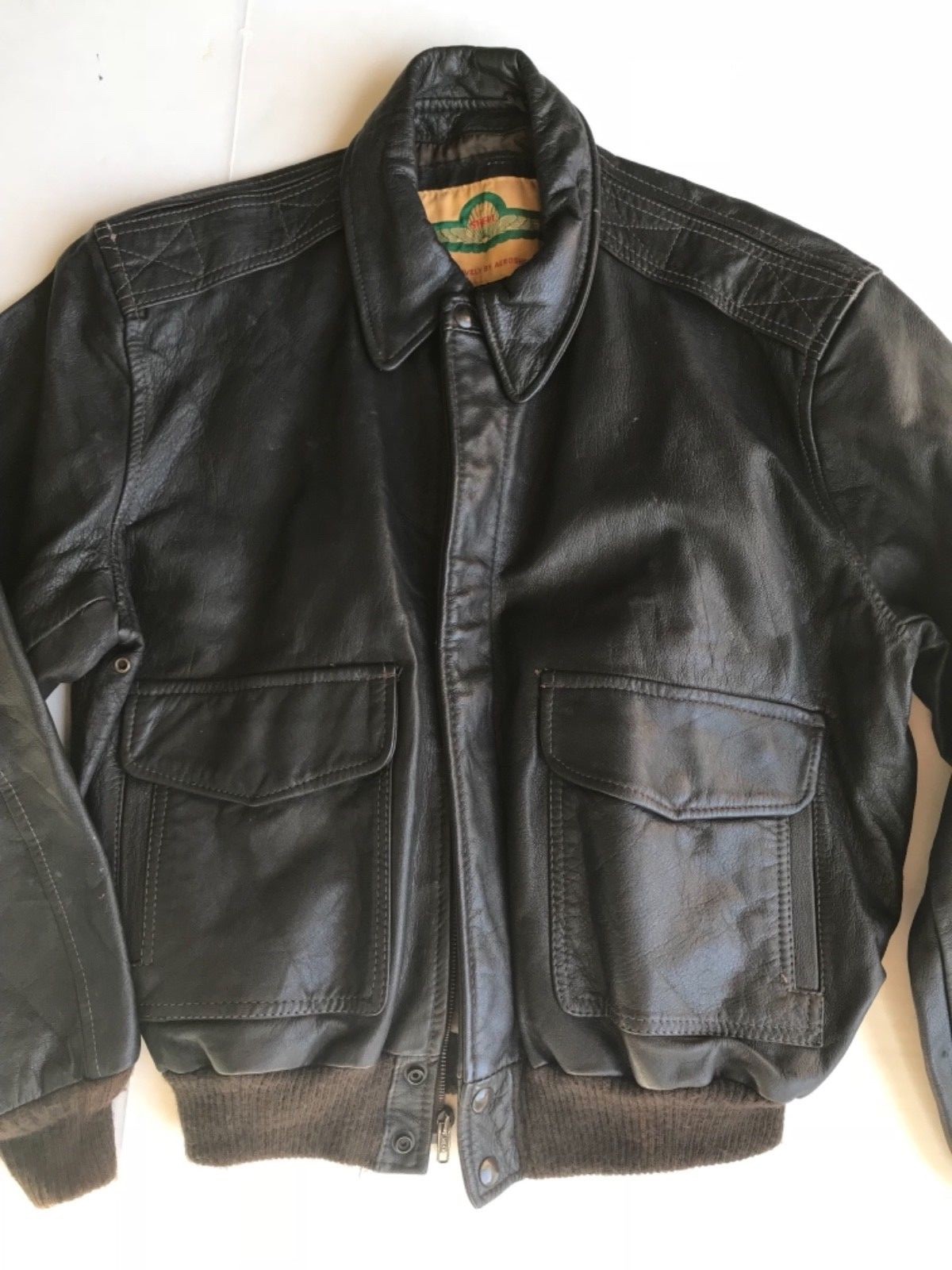 Vtg Shell U.S. Army Air Force Type A-2 Flyer’s Brown Leather Jacket Size L