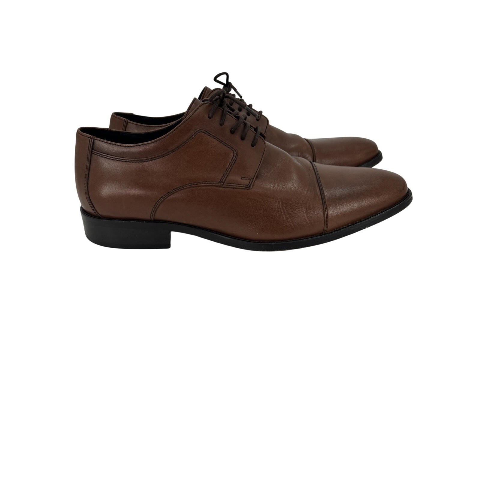 Johnston & Murphy Mens Brown Leather Cap Toe Oxford Dress Shoes Size 12W
