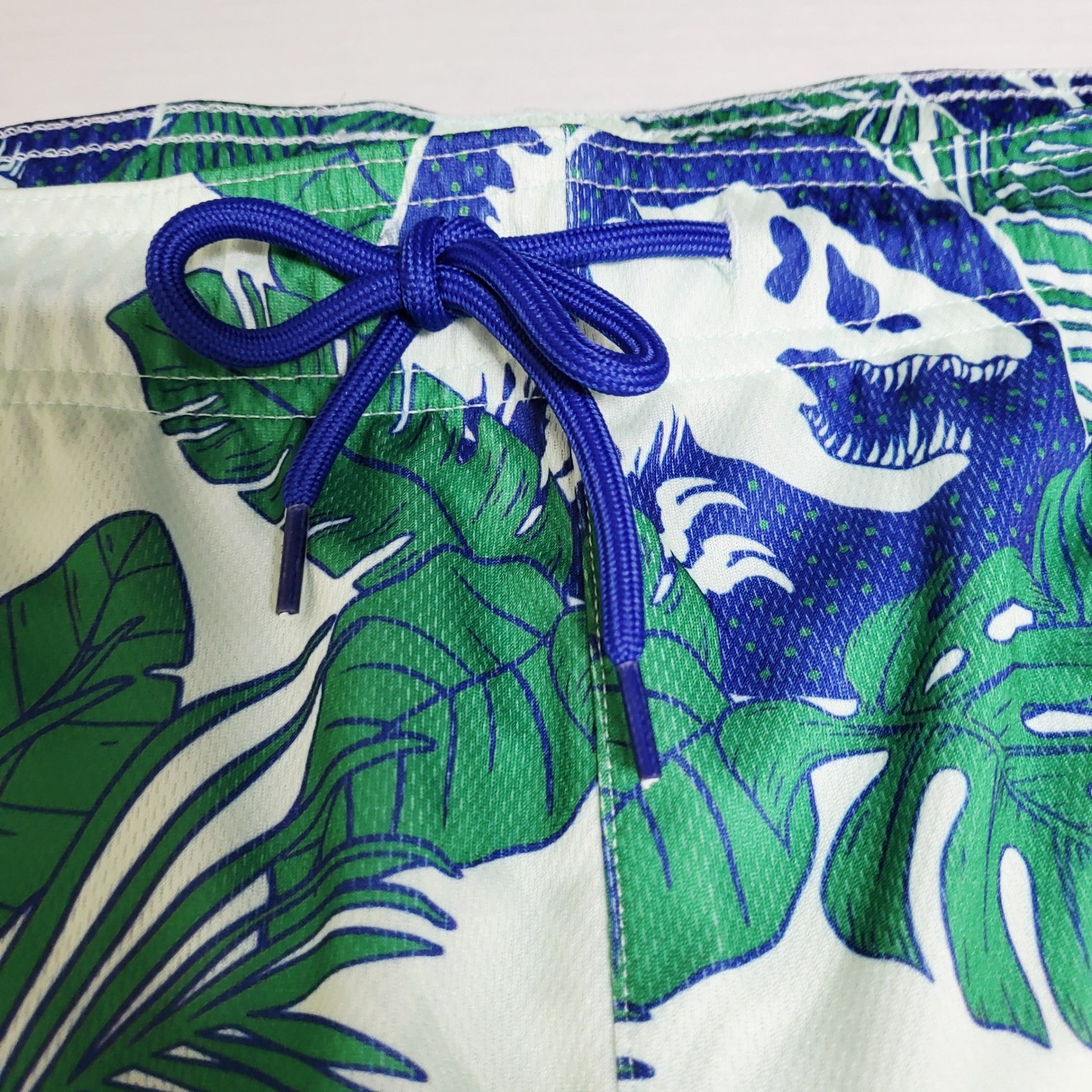 Jurassic Park Mens XL Swim Trunks Tropical Dinosaur Print Blue Green White NEW