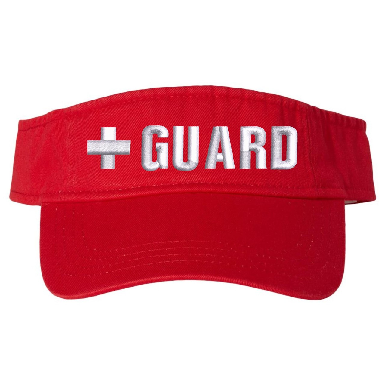 Red + Guard Visor Hat Professional White Cross Lifeguard Visor Sun Pool Cap
