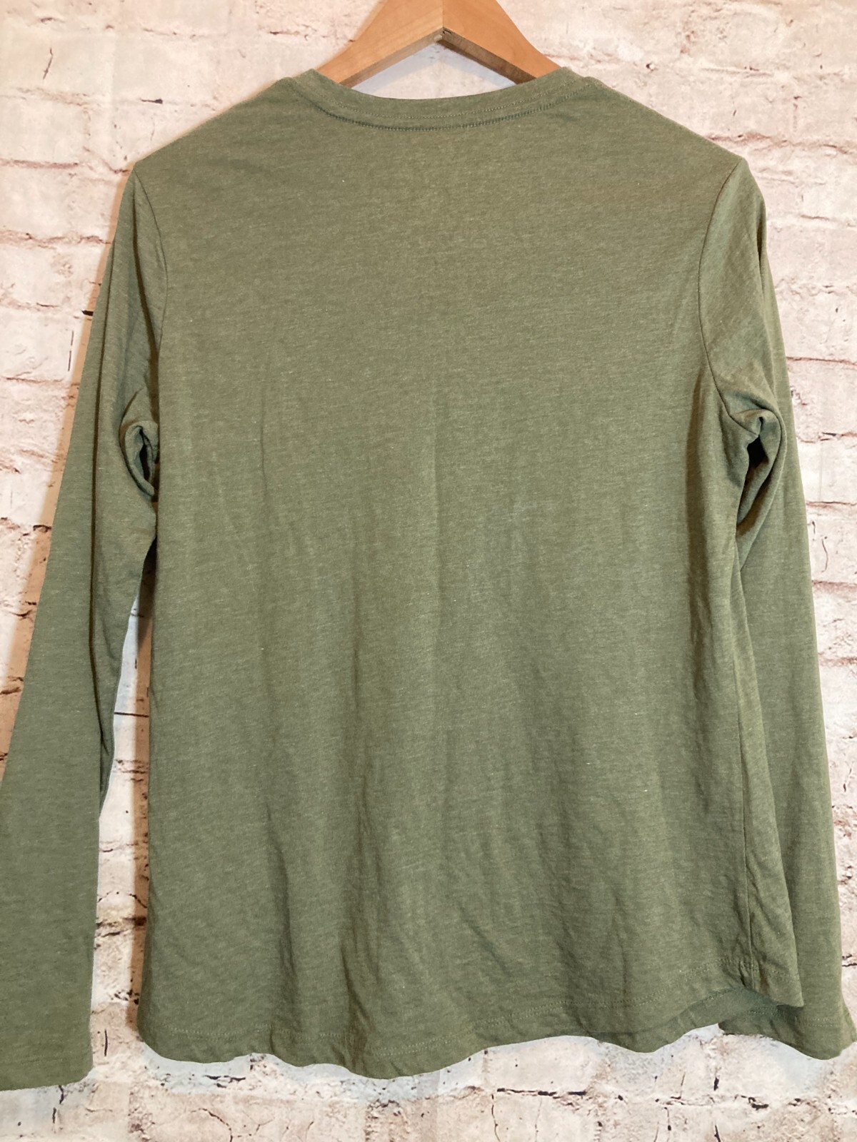 Natural Reflections Top Womens Medium Olive Green Pullover Layering Tee Cotton