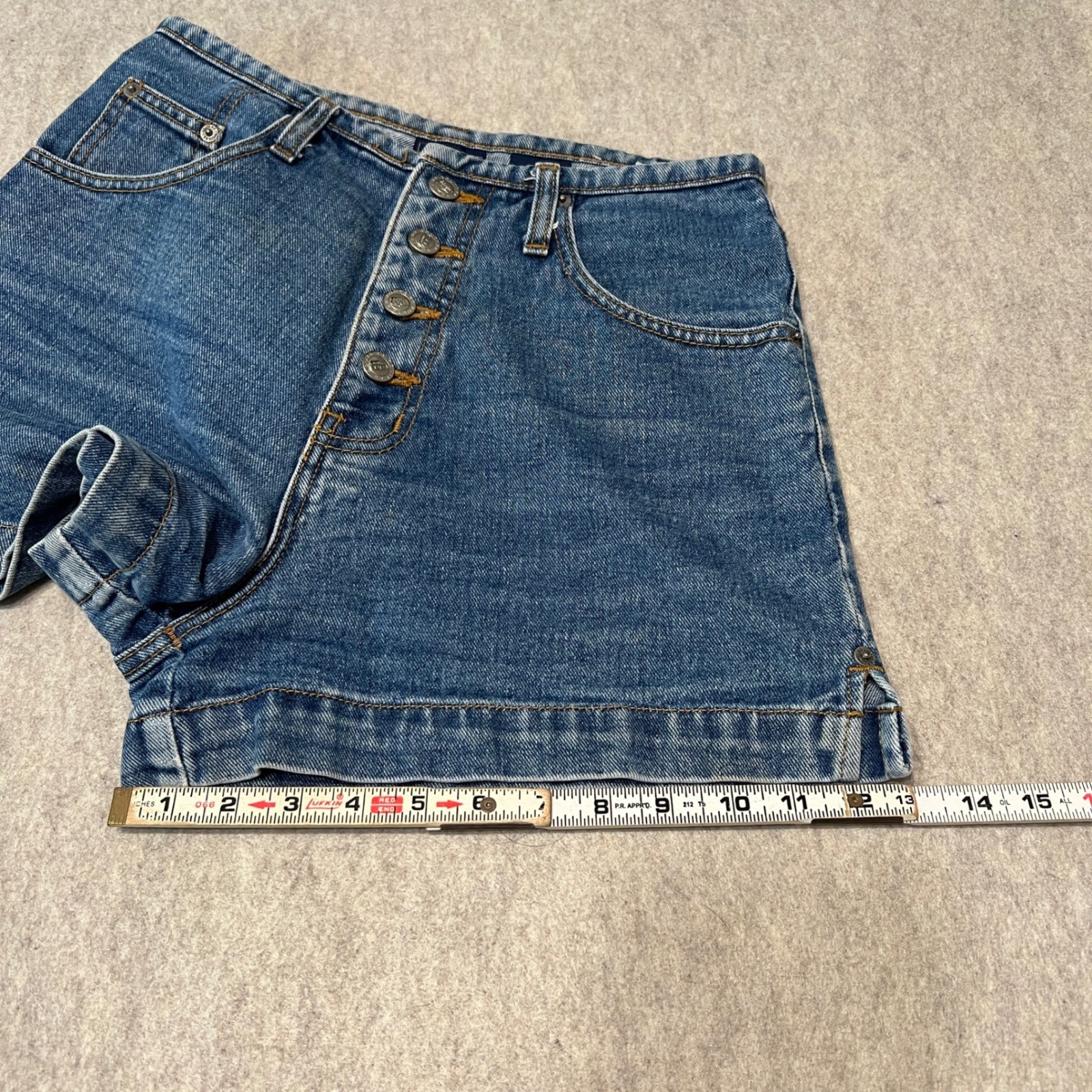 Vintage 90s Route 66 High Waisted Button Fly Denim Mom Shorts 9/10 Size 27″