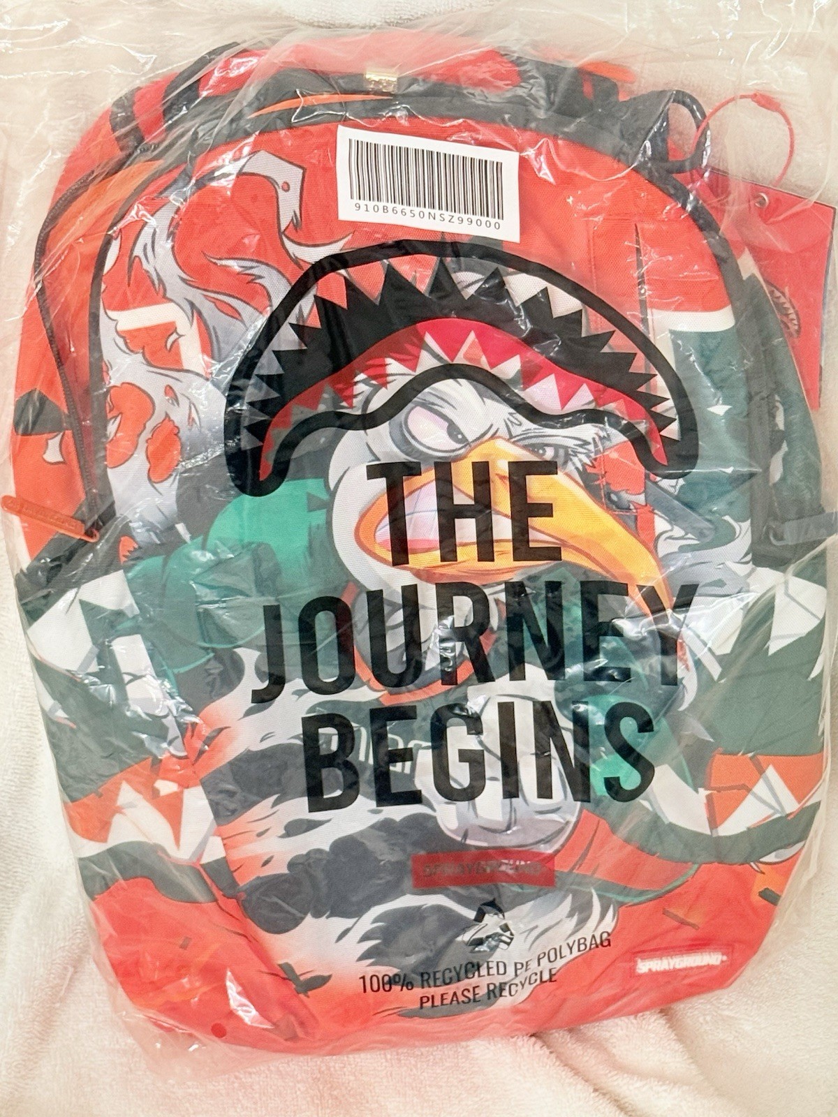 UM UNIVERSITY OF MIAMI FOOTBALL SPRAYGROUND BACKPACK MASCOT SEBASTIAN NEW IN BAG