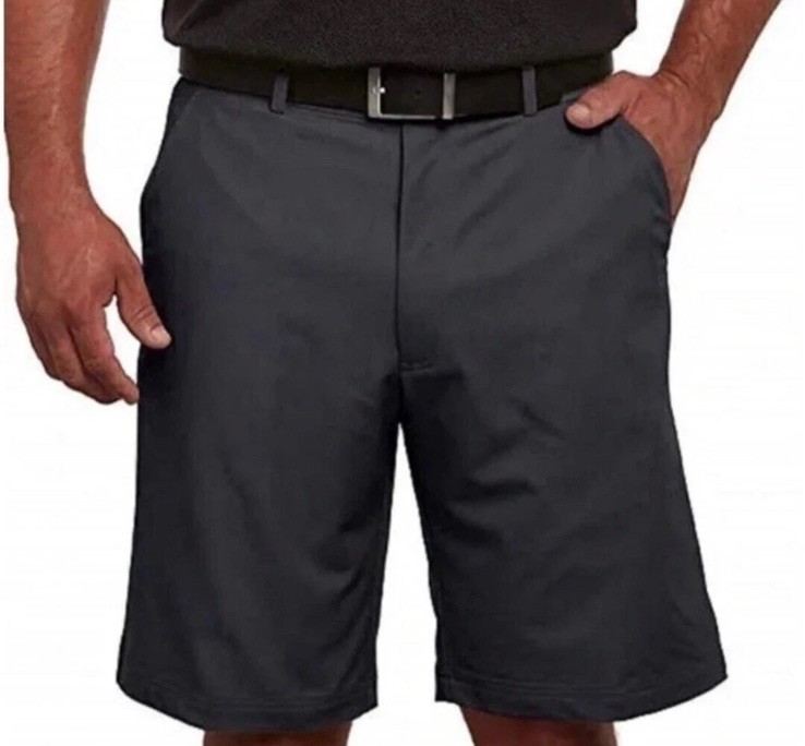 Pebble Beach Men’s Dry-Luxe Performance Comfort Waist Shorts (BLACK, 36W)