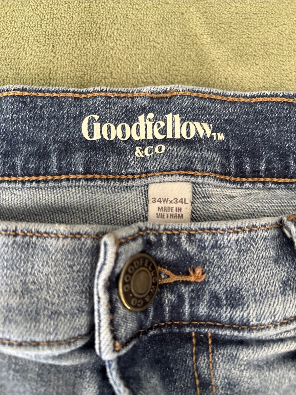 Men’s Good Fellow Slim 34/34 Flex Stretch Straight Leg Jeans Stone Washed