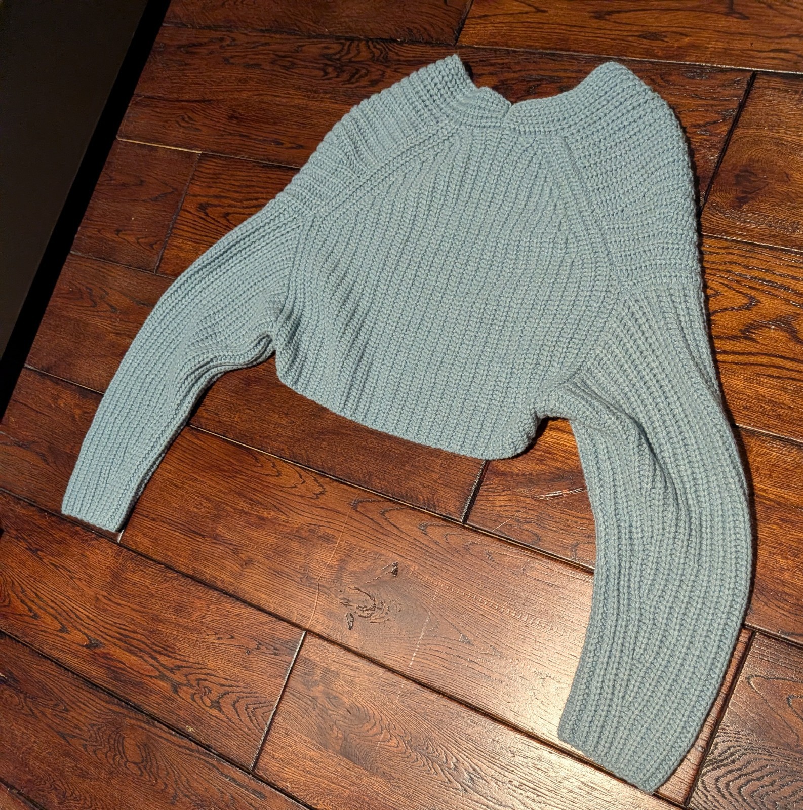VINCE Lofty Rib Bolero Shrug Cardigan in Pale Blue Wool Cashmere Crop M/L – NWT