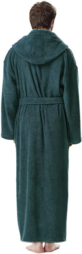 Men’s Long Hooded Ankle Length Turkish Cotton Bathrobe Robe