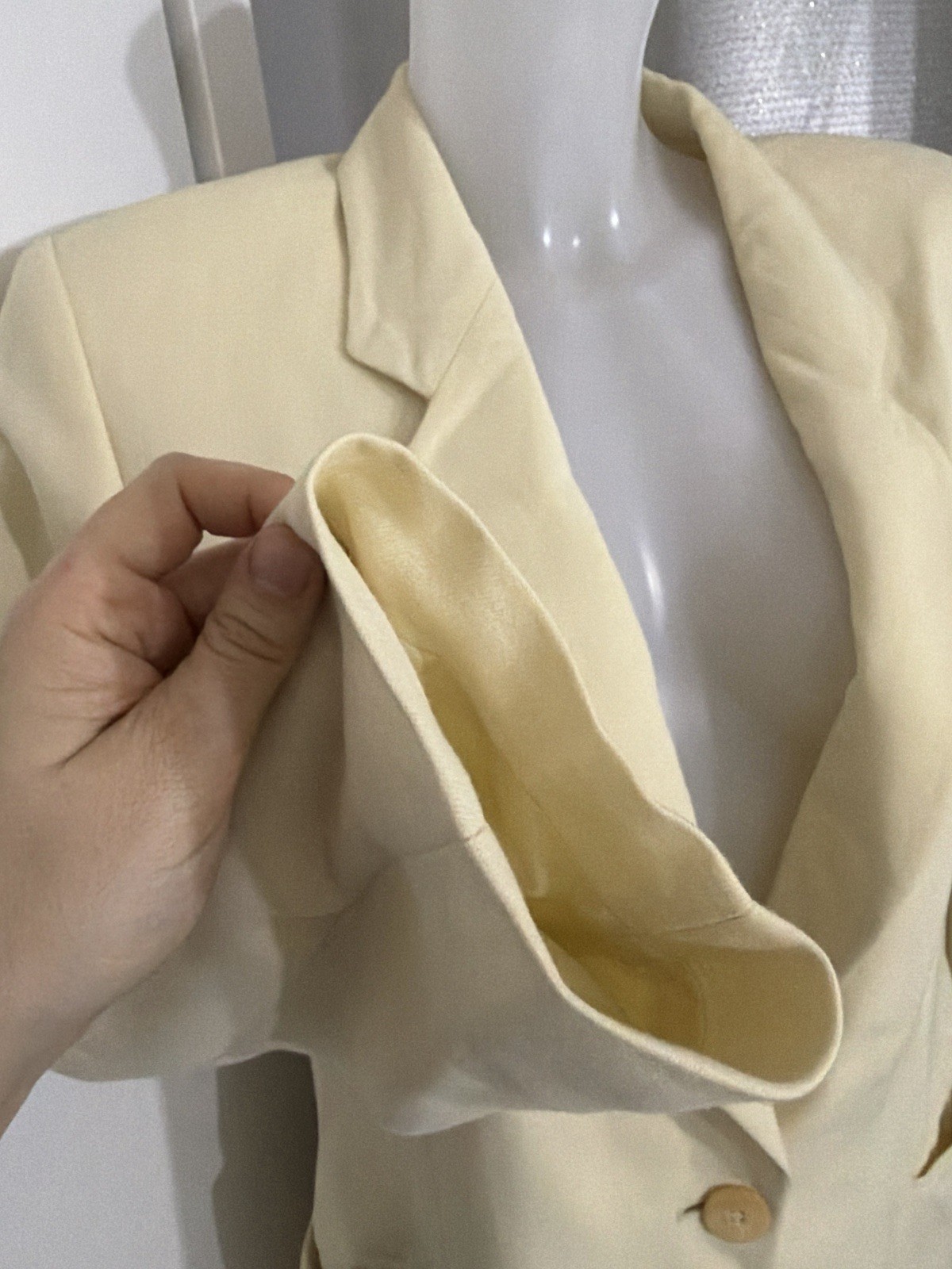 Vintage Mani Cream Yellow Wool Viscose Blazer Jacket UK 12 46
