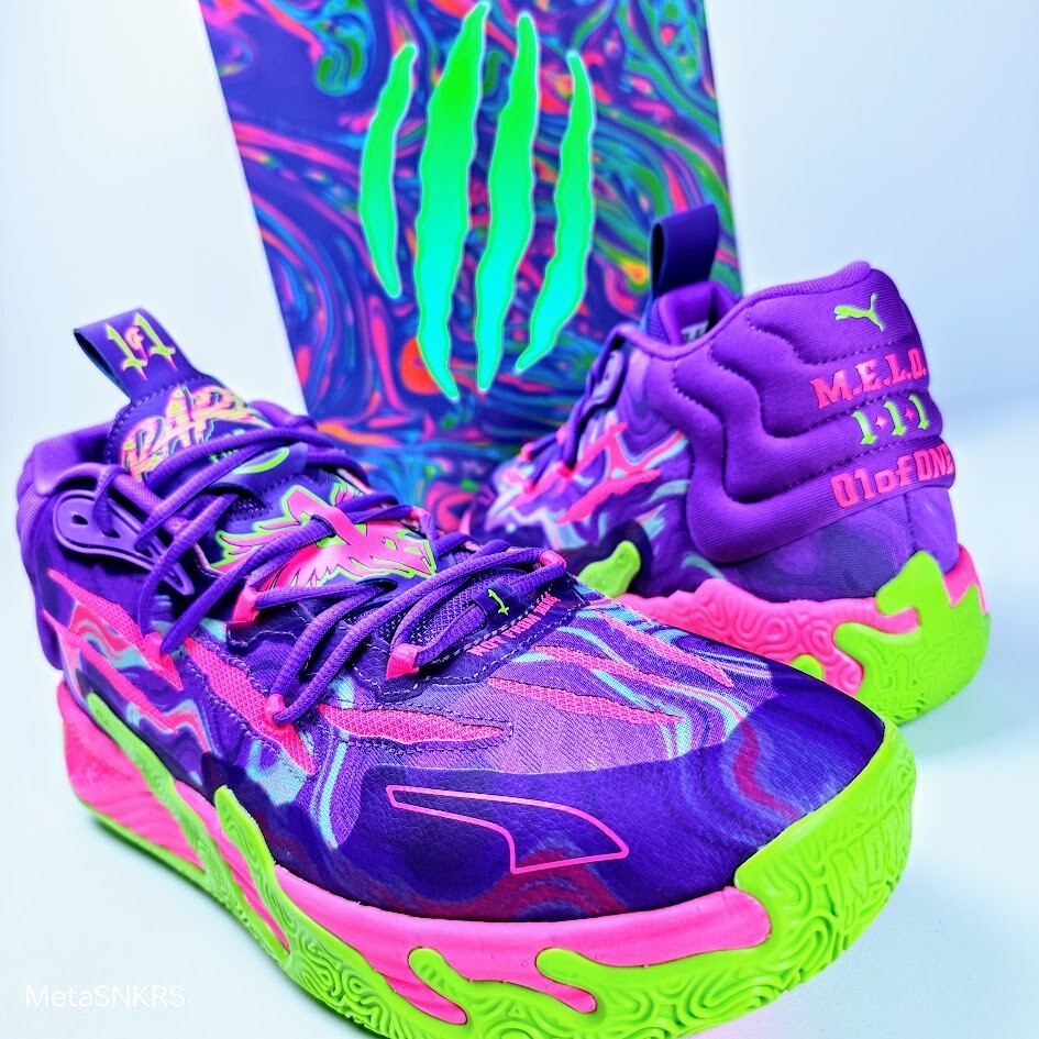 Puma MB.03 US 15 Men’s Purple Green Pink Basketball LaMelo Toxic 378916 01 NIB