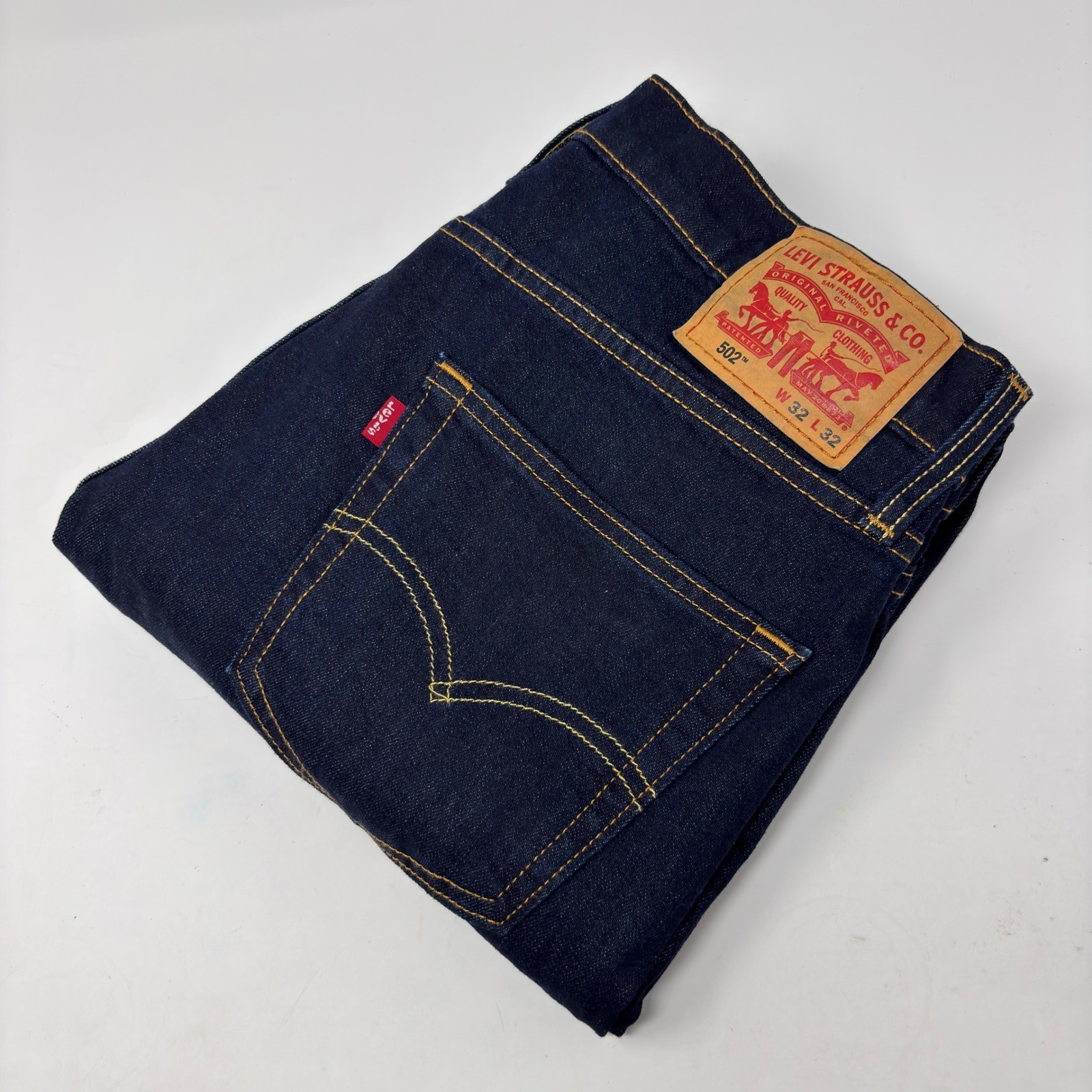 Levi’s 502 Taper Jeans Men 32×32 Dark Wash Stretch Denim Regular Fit 30.5 Inseam