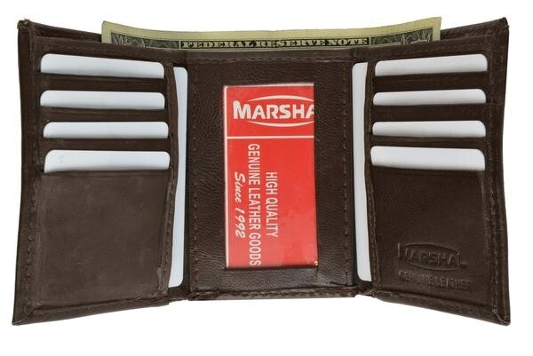 RFID Blocking Brown Vintage Leather Men’s Trifold Center Flap Wallet