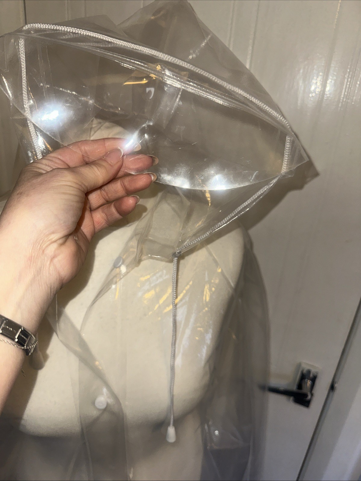 Erotic Waterproof PVC Plastic Vinyl Long Raincoat Mac Fetish SeeThrough 12/14