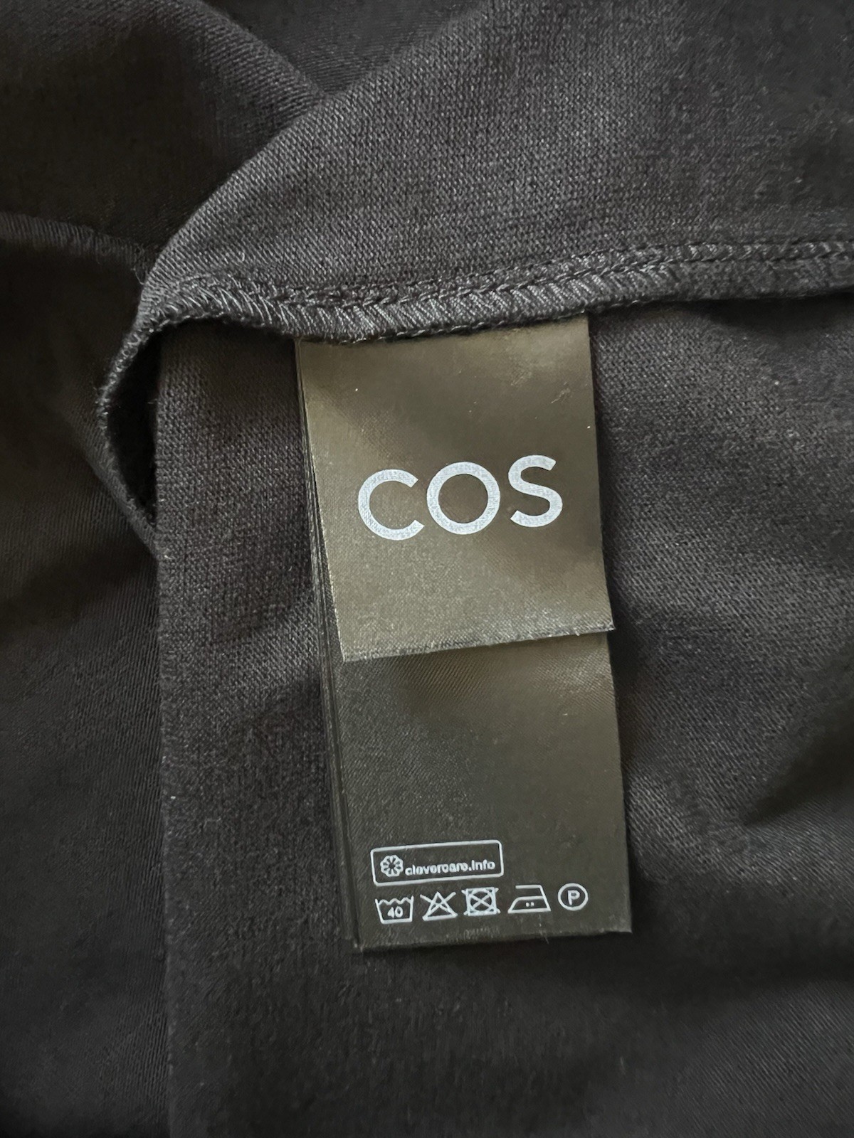 COS Black Organic Cotton Shift Dress M Boat Neck 3/4 Bell Sleeve Minimalist NWT