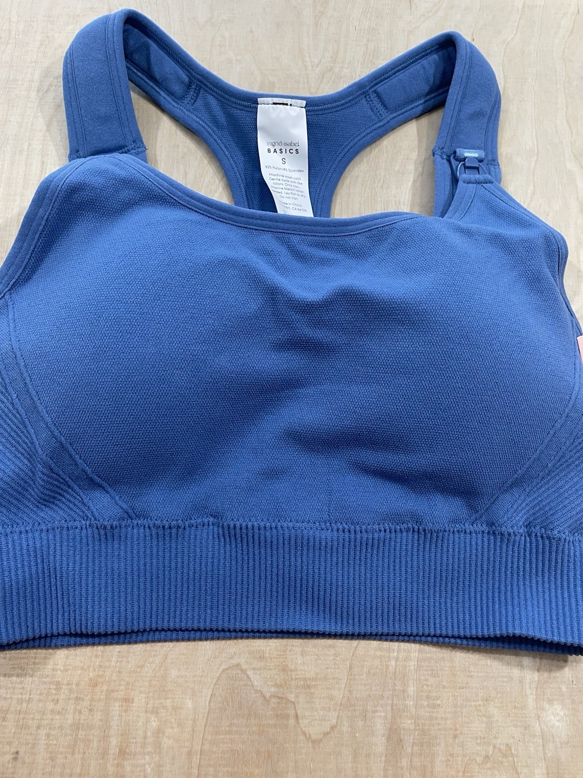 Ingrid & Isabel Womens Seamless Wireless Maternity Nursing Sports Bra Sz S Blue