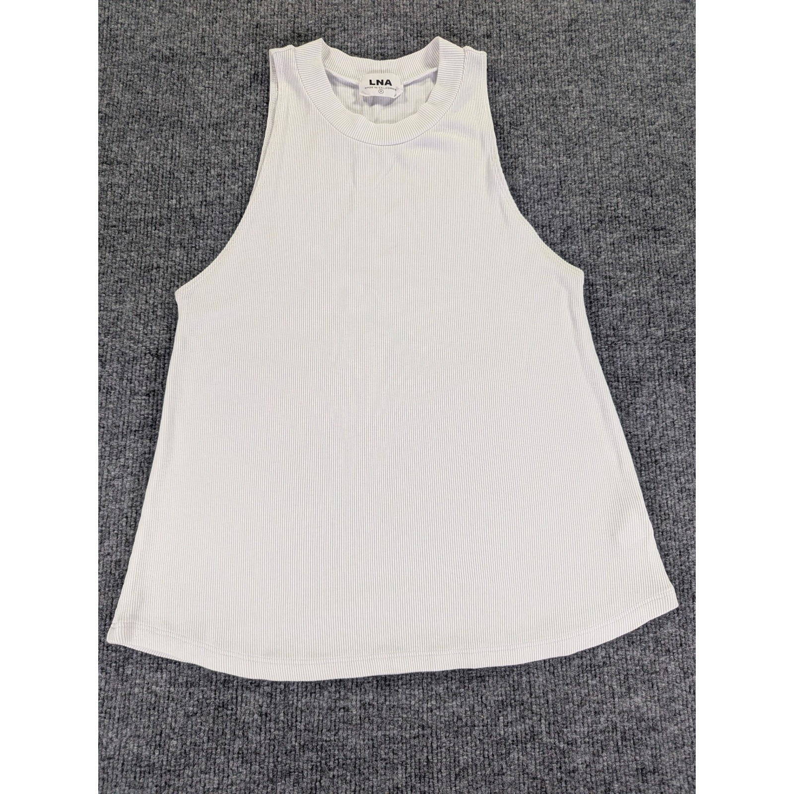 LNA White Ribbed High Neck Racerback Tank Top Made in California Size M