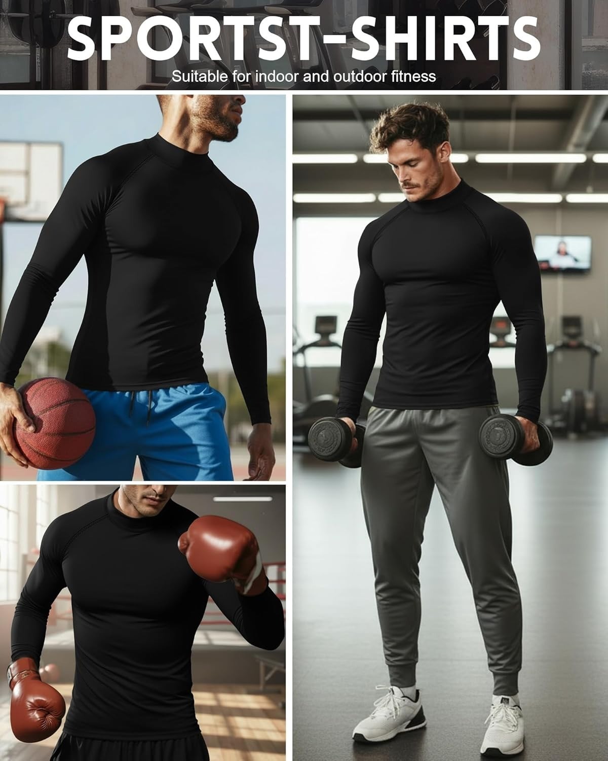 Compression Shirt Long Sleeve Thermal Undershirt Sports Base Layer for Men Woman