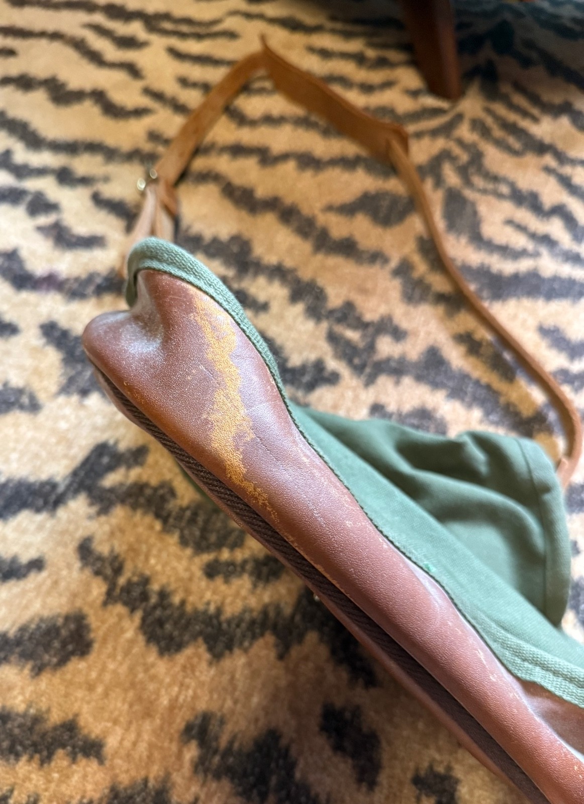 Vintage Duluth Pack Minn Green & Brown Crossbody Canvas Leather Shell Bag USA