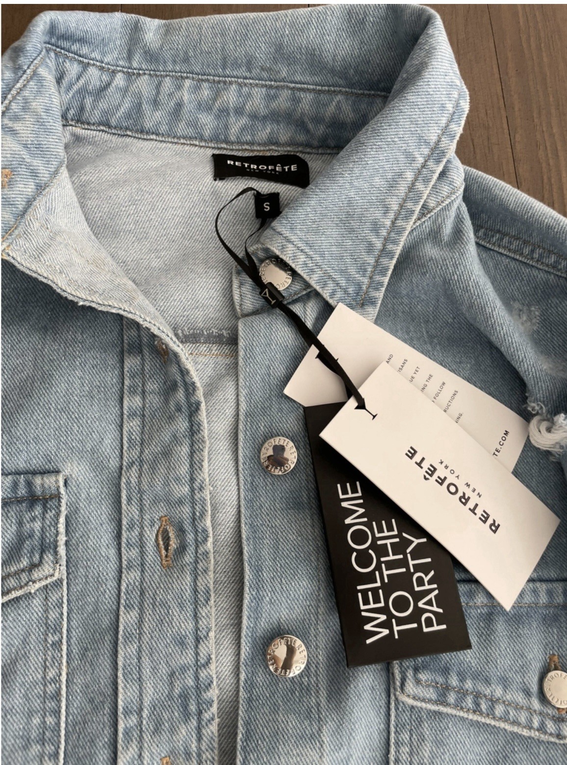 NWT Retrofete Remy Denim Shirt Jacket Top Embellished Crystal Rhinestone Western