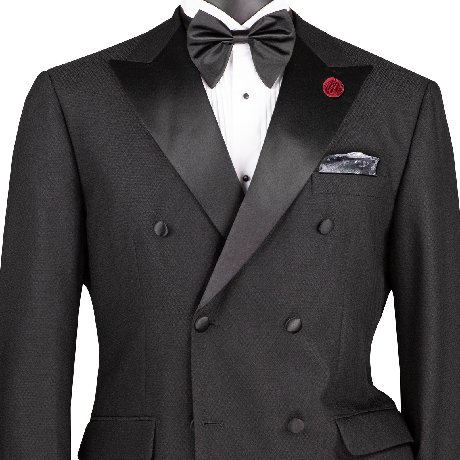 VINCI Men’s Black Double-Breasted Modern Fit Tuxedo w/ Flex Waist NEW