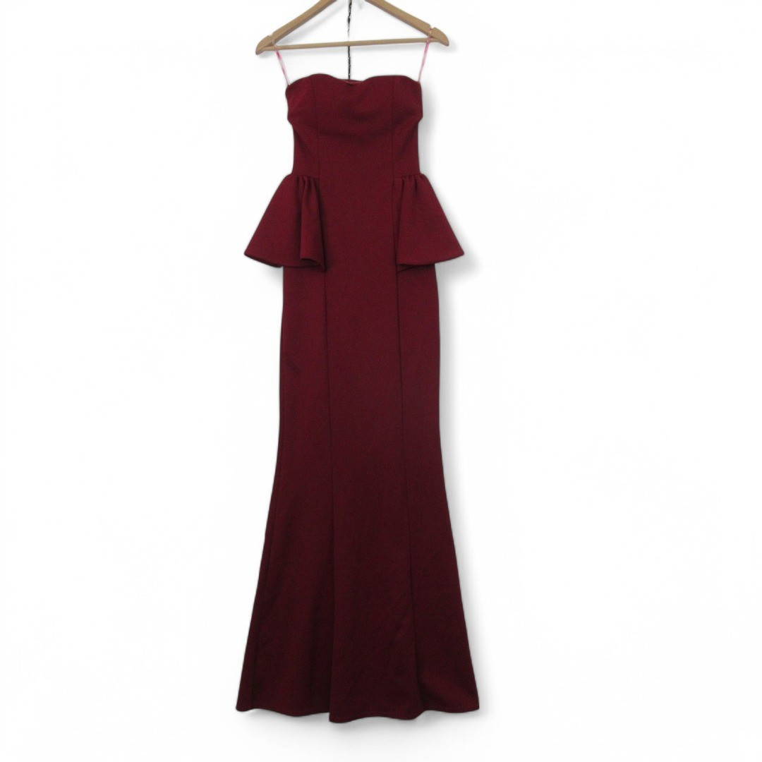 Goddiva London Dress UK 6 Deep Red Wine Maxi Prom Cocktail Party Formal Preloved