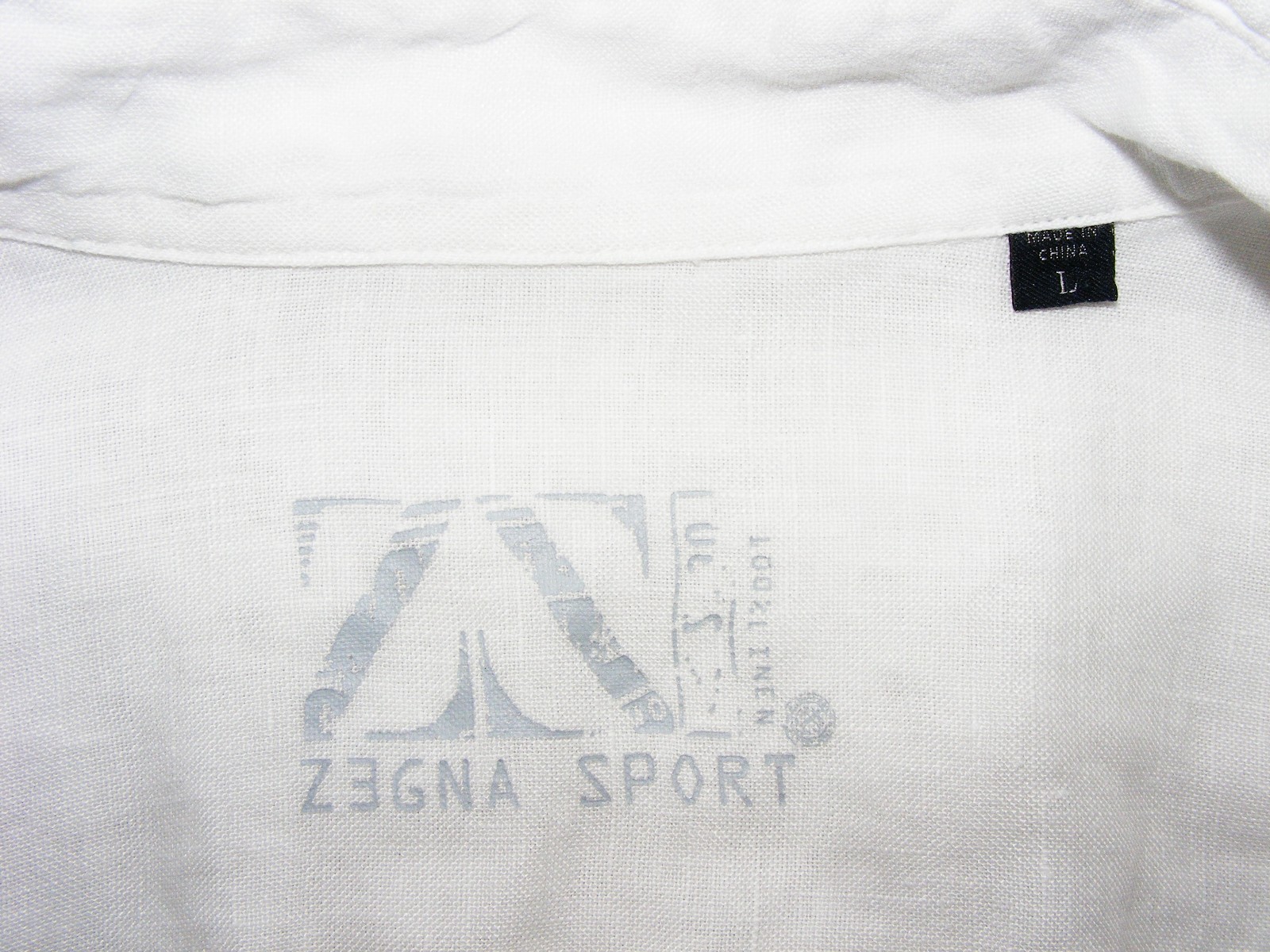 MENS SZ L ERMENEGILDO ZEGNA SPORT 100% LINEN WHITE ROLL UP BUTTON SLEEVE SHIRT L