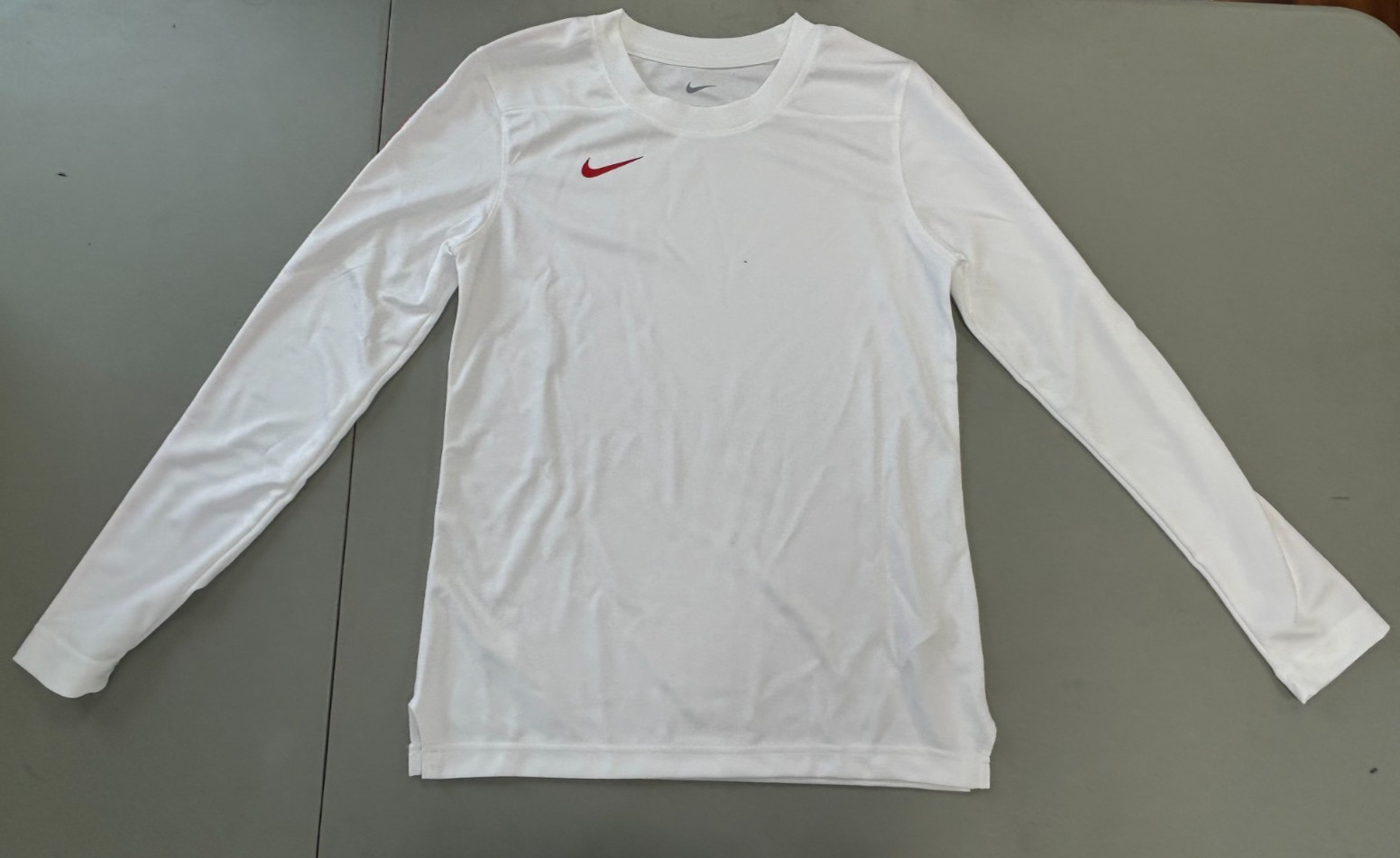 Nike Womens Dri-Fit Top Long Sleeve White/Red FJ9576-100 Retail $55