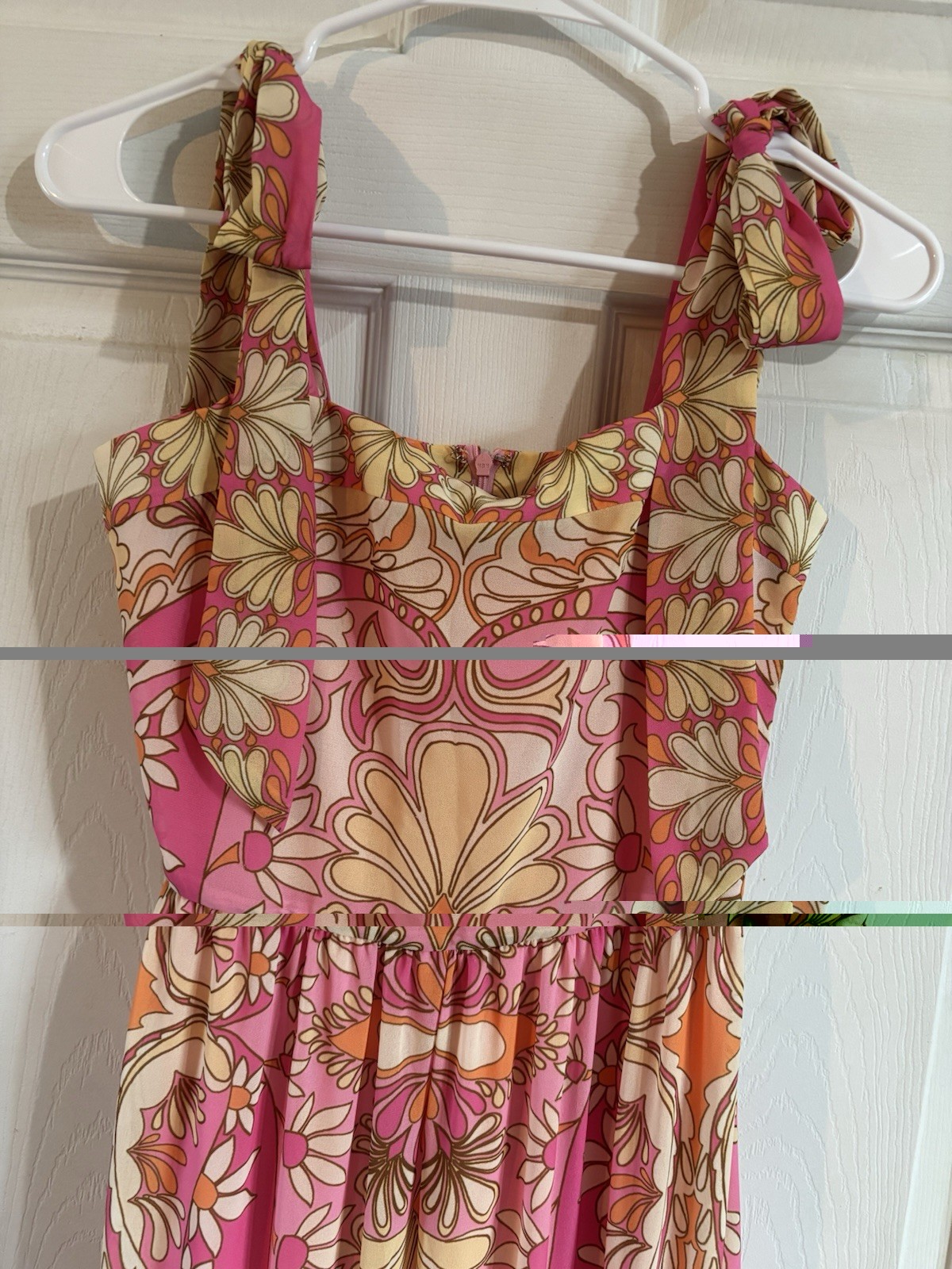 Flying Tomato Pink Floral Square Neck Adjustable Tie Strap Maxi Dress S