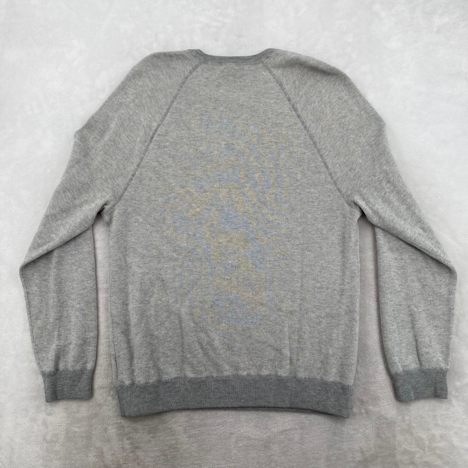 Vince Crew Neck Sweater Mens Large Grey Wool Blend Raglan Pullover Classic Knit