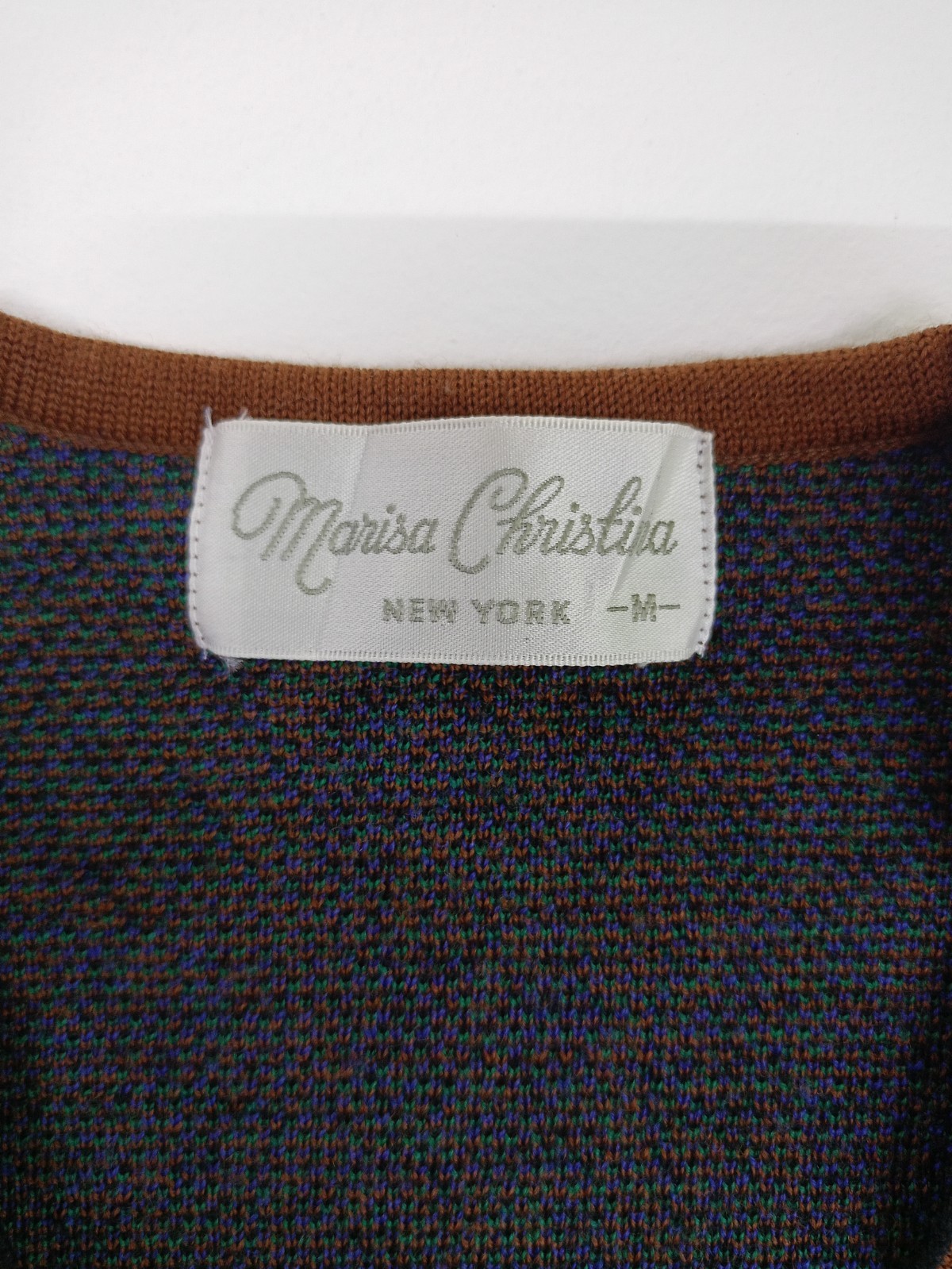 VTG Marisa Christina New York 100% Pure New Wool Geometric Knit Cardigan Women’s