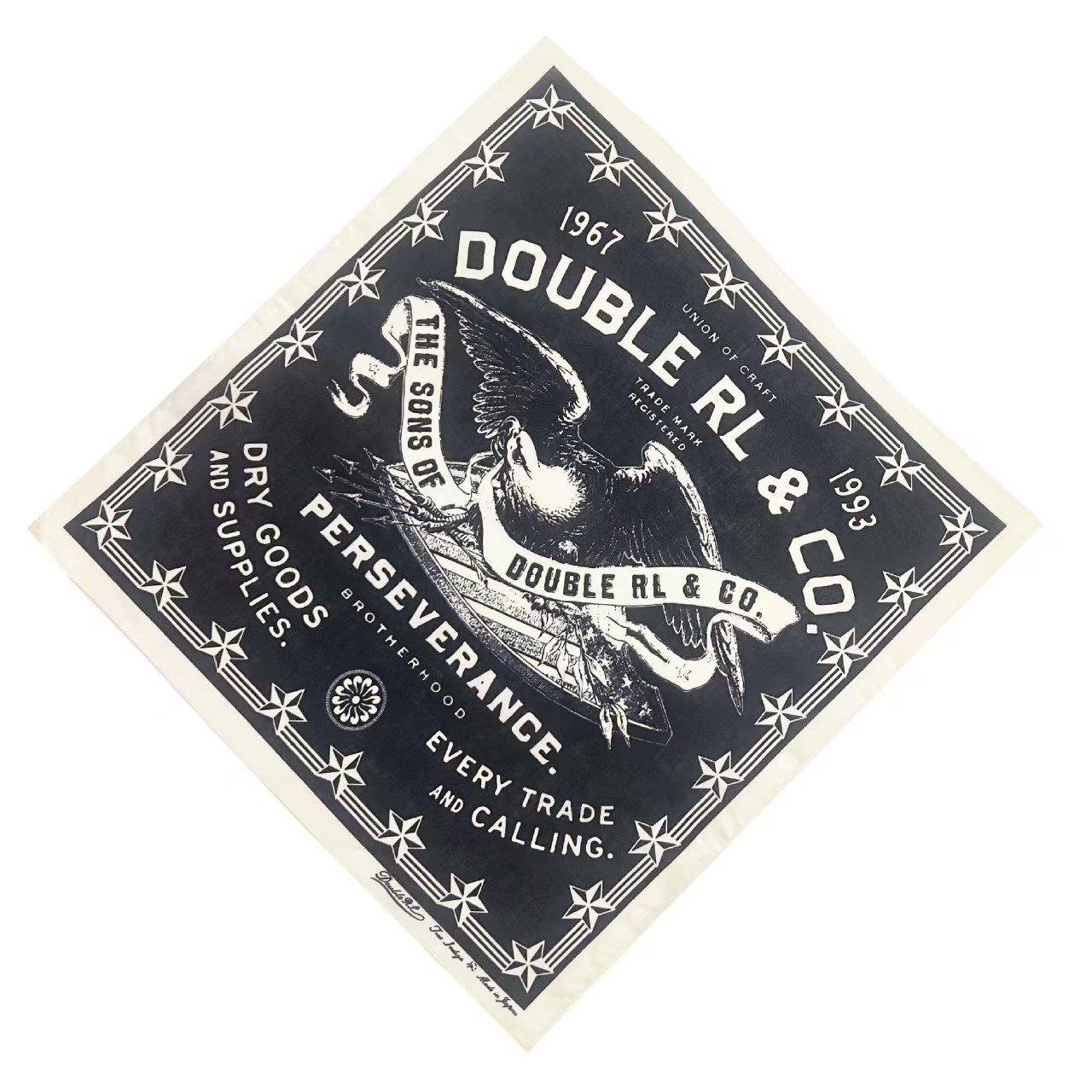 Vintage Americana Eagle Bandana Scarf Indigo Cotton Western Biker Retro Wrap