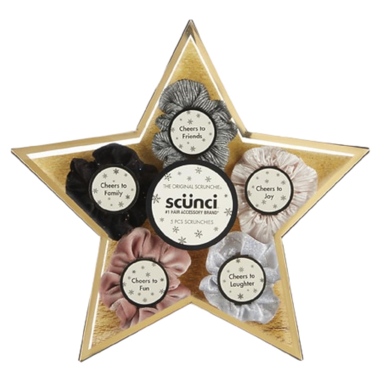 Scunci Hair Scrunchies Holiday Gift Set for Women Teens Scrunchie Star Box 10 Pc
