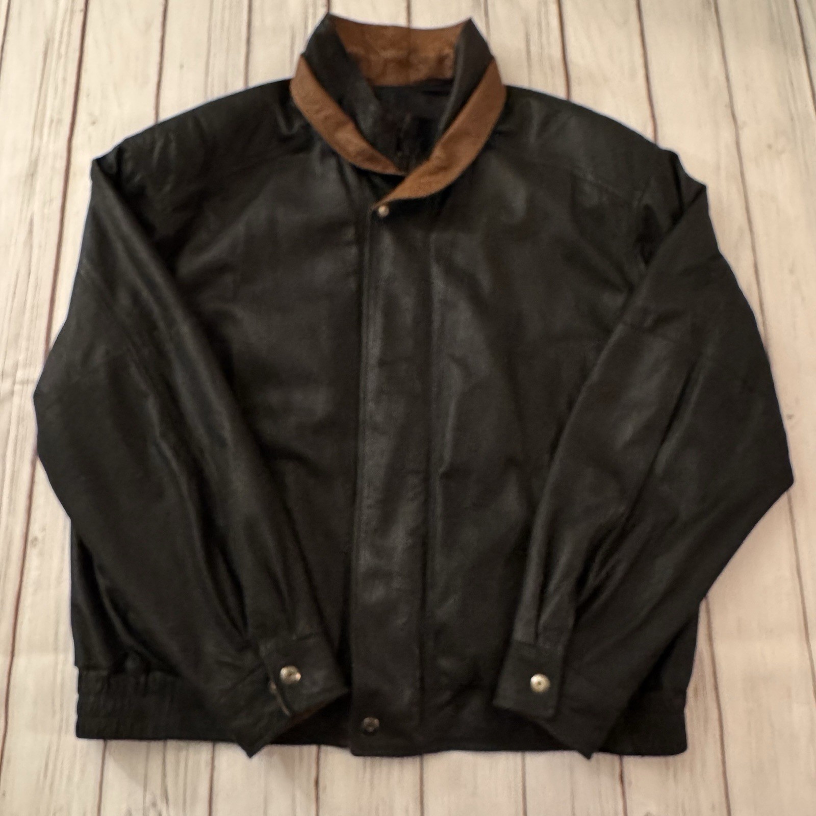 Remy Men’s Black Jacket Size 44 Zipper Button Stand-Up Collar Lined 80s Vintage