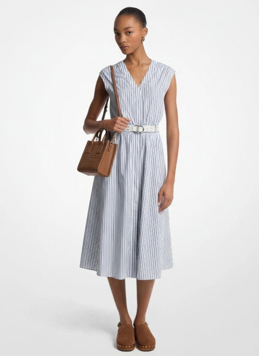 Michael Kors Women’s Cotton Poplin Midi Dress with belt New with Tags!