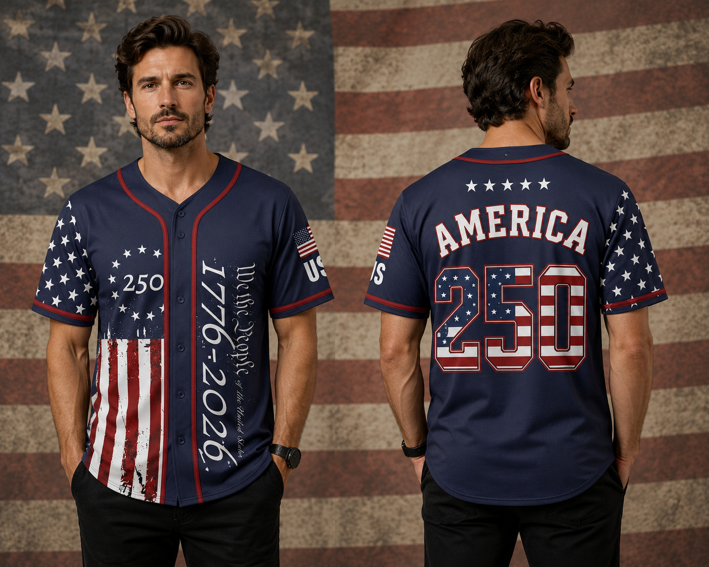 America 250 Baseball Jersey 250 Years Of Freedom 1776-2026 Patriotic USA Jersey