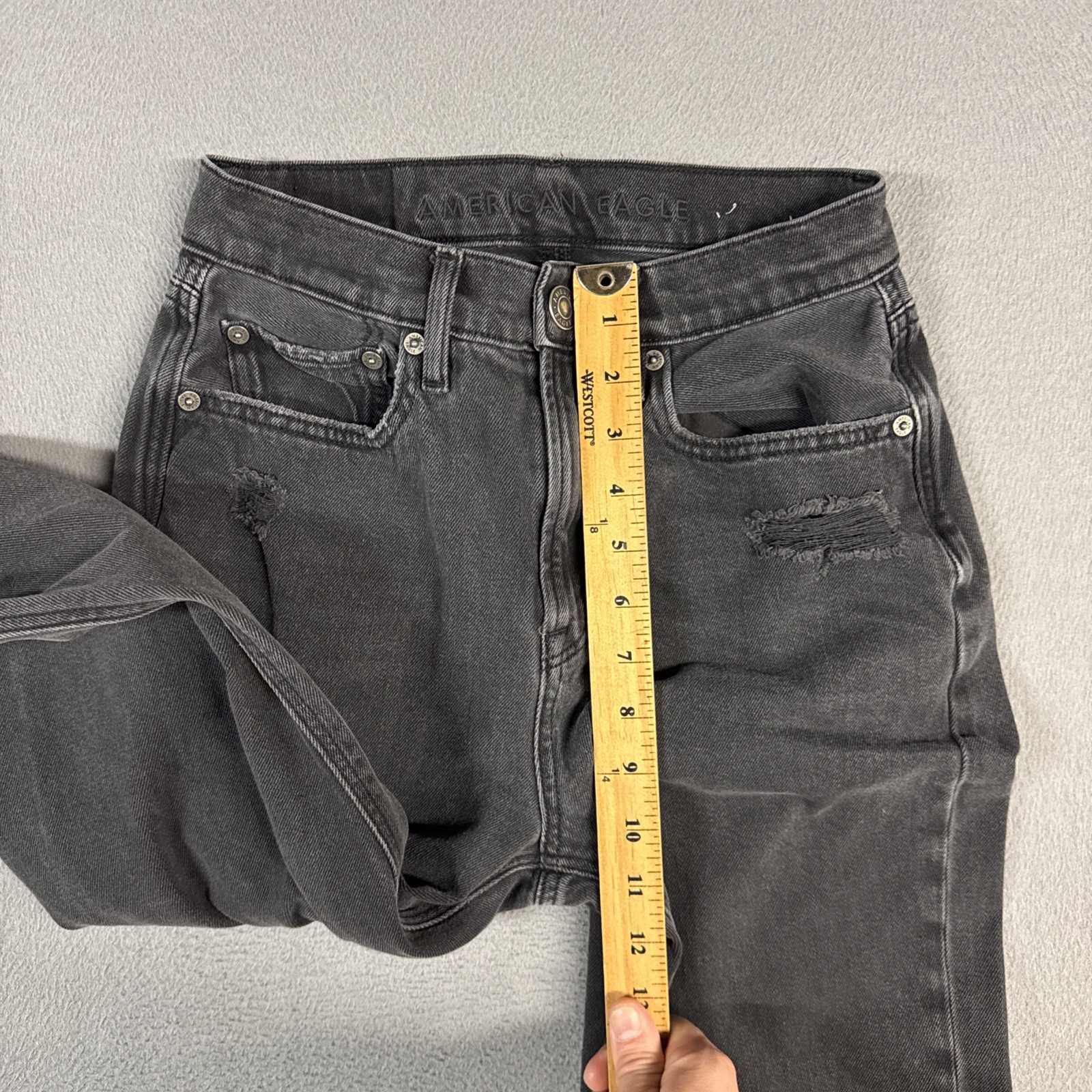 American Eagle Jeans Womens 2 Black Highest Rise 90’s Boyfriend Stretch Denim