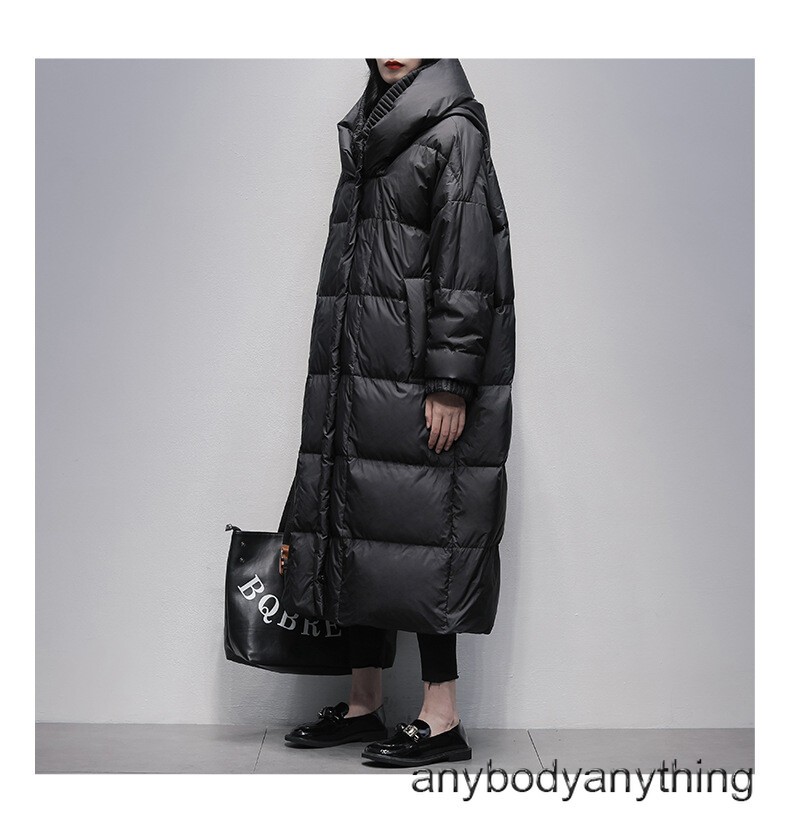 S-7XL Loose Down Jackets 90% White Duck Down Overcoats Women’s Long Coats Hooded