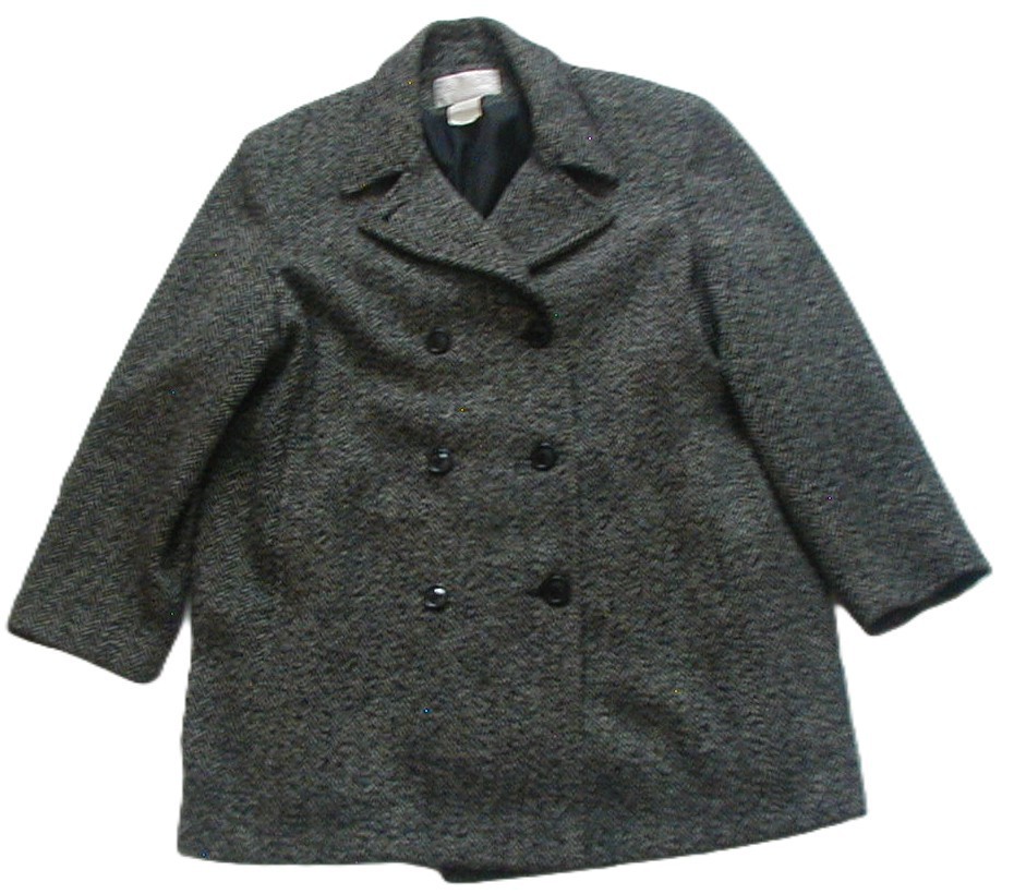 Vintage Andrea 100% Wool Herringbone Winter Car Coat Size Extra Large