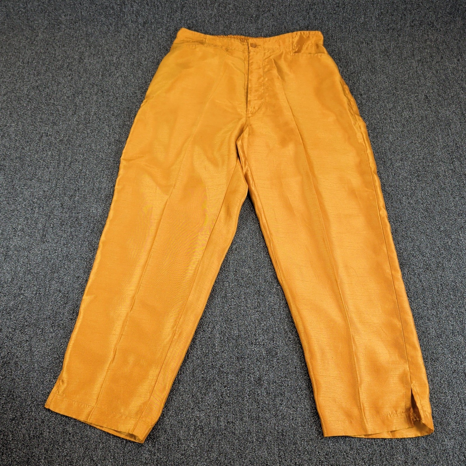Selene Sport Womens Pants Size M Yellow Polyester Silk Look High Rise Boho VTG