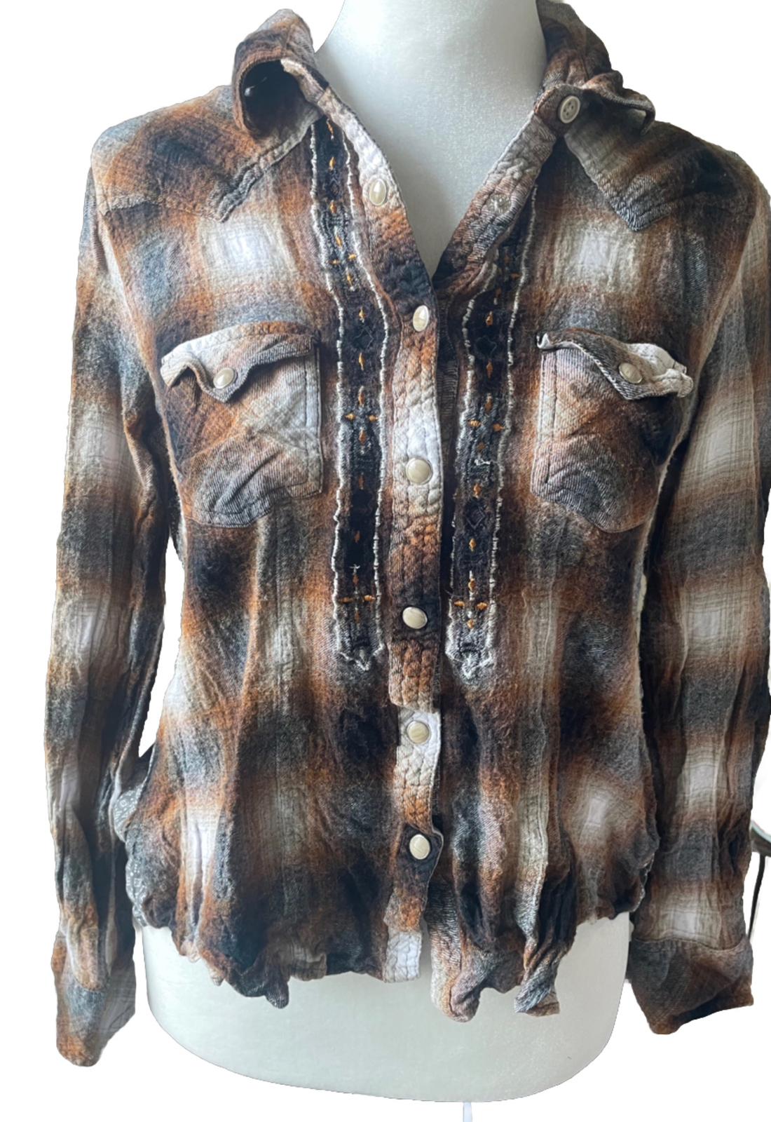 Women’s Size Small/Medium Button Up Flannel Top By Panhandle